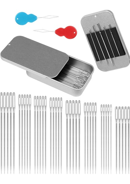80 Adet Dikiş Iğnesi Seti 8 Boyutlu Paslanmaz Çelik Iğneler Dişli ve Manyetik Çıkartmalar Için Dıy (Yurt Dışından)