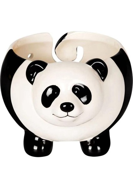 Panda Şekil Iplik Kasesi Delikli Yün Depolama Sepeti Örgü Seramik Parlak Yüzey Zarif Doku (Yurt Dışından)