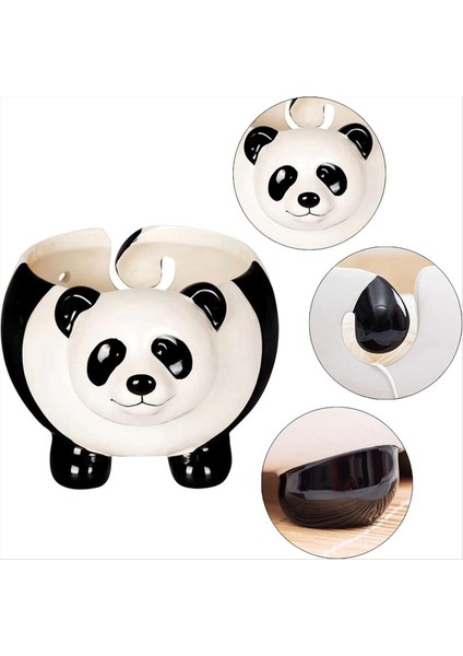 Panda Şekil Iplik Kasesi Delikli Yün Depolama Sepeti Örgü Seramik Parlak Yüzey Zarif Doku (Yurt Dışından) indirimleri