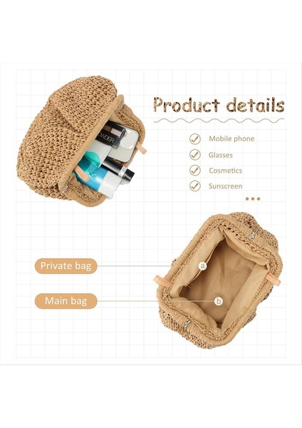 Kadınlar Için Saman Çanta Bulut Hamur Tatlı Çanta Saman Çapraz Omuz Çanta Yaz Plajı Dokuma Çanta (Yurt Dışından) fiyatları