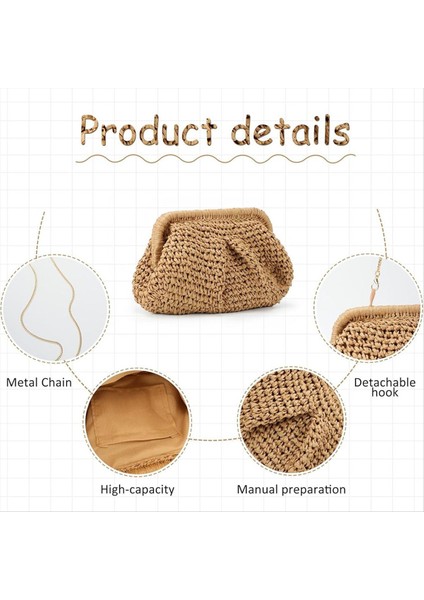 Kadınlar Için Saman Çanta Bulut Hamur Tatlı Çanta Saman Çapraz Omuz Çanta Yaz Plajı Dokuma Çanta (Yurt Dışından) fırsatları