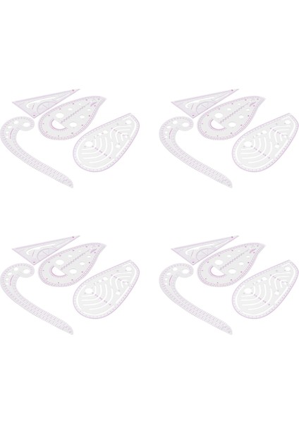 Dikiş Cetveli Seti (16 Adet) - Metrik Cetvel Seti Fransız Eğri Desen Derecelendirme Cetvel 4 Stil Tasarımcılar Için (Yurt Dışından)