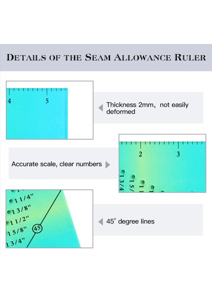 2 Adet Dikiş Kılavuzu Cetvel 4 Adet Manyetik Dikiş Kılavuzu 1/8 Inç Ila 2 Inç Düz Çizgi Kenarları Dikiş Cetveli (Yurt Dışından) fiyatları