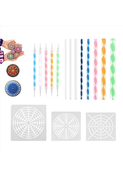 16 Pcs Mandala Dotting Araçları Boyama Kayaları Mandala Şablonları Kit Ball Stylus Kil Heykel Oyma Araçları (Yurt Dışından) modelleri