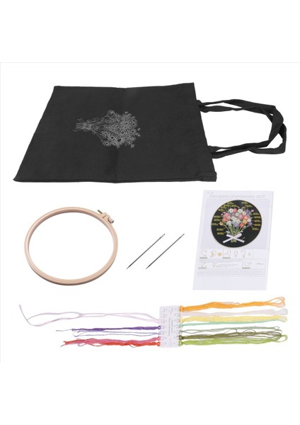 1 Canvas Tote Torbası 1 Nakış Çember Ipliği ve Iğne A ile Yeni Başlayanlar Için Nakış Başlangıç Kiti (Yurt Dışından) modelleri