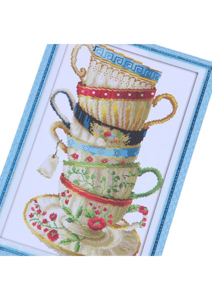 Dıy El Yapımı Iğne Işi Çapraz Dikiş Seti Nakış Kiti 14CT Kahve Fincanı Desen Çapraz Dikiş 28*42CM Ev Dekorasyon (Yurt Dışından) indirimleri
