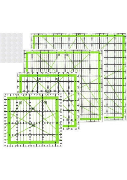 4 Adet Kapitone Cetvel Kare Akrilik Kapitone Cetvel Kumaş Kesme Cetveli Net Mark Akrilik Cetvel ve Ütü Cetvel A (Yurt Dışından)