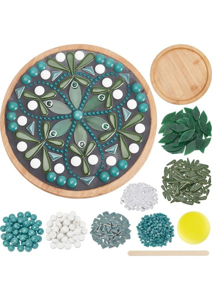 Dıy Seramik Mozaik Kiti Çiçek Mozaik Bambu Coaster Seti Yetişkin Yeni Başlayanlar Için Set Yeşil Cam Mozaik Fayans Ev Dekorasyon (Yurt Dışından)