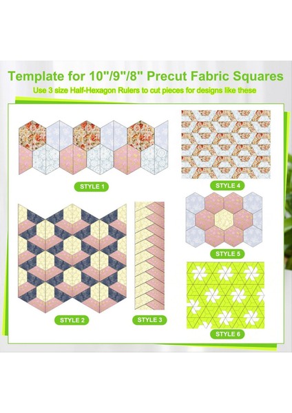 6pcs Yarı Altı Hekson Yatak Şablonu Akrilik Quilting Şablon Cetvel 8 9 10 Inç Yorgan Hükümdarları Kapitone Için (Yurt Dışından) modelleri