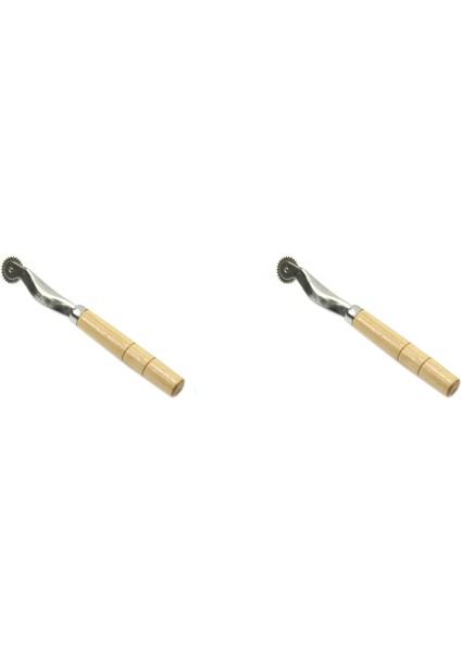 2pc Ahşap Sapı Overneedle Tekerlek Deri Iğne Aralık Kağıt Perforasyon Aracı Rulet 2mm (Yurt Dışından)