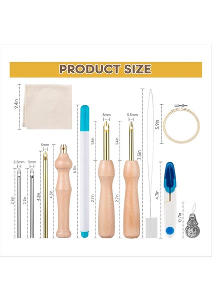 1 Set Yumruk Iğne Seti Yumruk Iğne Nakış Aletleri Ayarlanabilir Yumruk Iğne Uygulaması El Dikiş Severler Için Ayarlanmış (Yurt Dışından) indirimleri