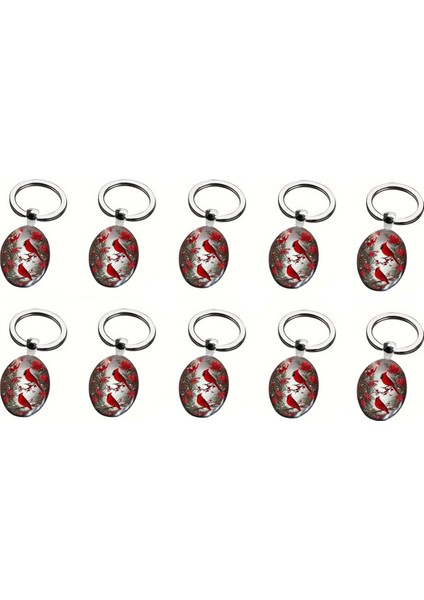 10PCS Hayvan Kırmızı Keychain Sevgililer Günü Si Için Çift Taraflı Anahtarlık (Yurt Dışından)