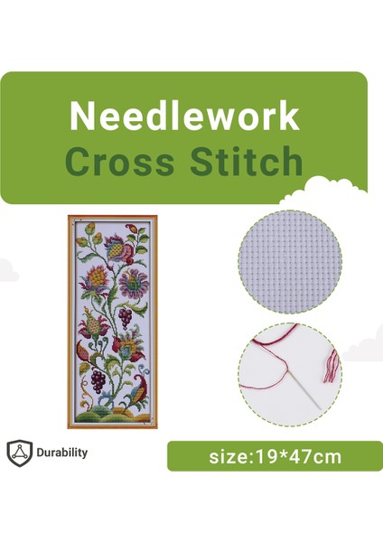 Dıy El Yapımı Iğne Işi Çapraz Dikiş Seti Nakış Kiti 14CT Güzel Çiçekler Desen Çapraz Dikiş 19*47CM Ev Dekorasyon (Yurt Dışından) modelleri