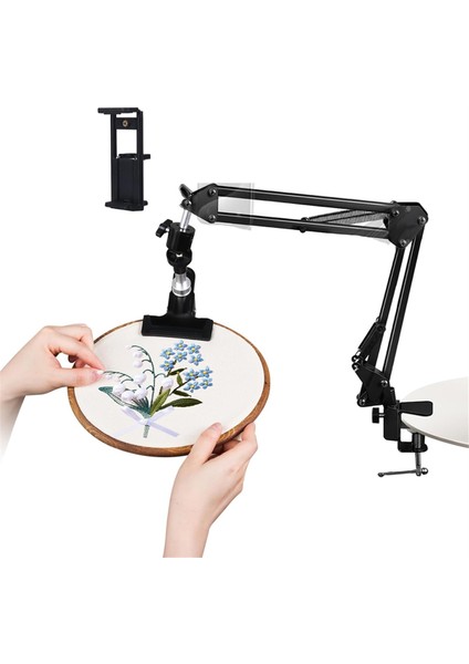 El Işi Için Ayarlanabilir Nakış Çember Tutucu 360 ° Döndürülebilir 3&#39 Ü 1 Arada Çember/tablet/telefon Tutucu Masaüstü Stand Stand (Yurt Dışından)