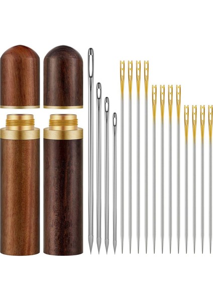 El Yapımı Dikiş Için 48 Kendi Kendine Iplik Iğnesi ve 8 Büyük Göz Deri Dikiş Iğnesi ile 4pcs Ahşap Iğne Kasası (Yurt Dışından) fiyatları