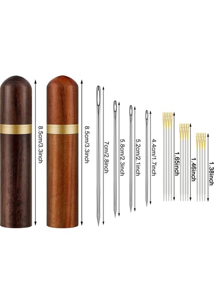 El Yapımı Dikiş Için 48 Kendi Kendine Iplik Iğnesi ve 8 Büyük Göz Deri Dikiş Iğnesi ile 4pcs Ahşap Iğne Kasası (Yurt Dışından) modelleri