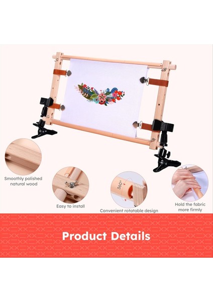 Dönen Ahşap Çapraz Sap Çerçevesi - Klipsli Ayarlanabilir Büyük Nakış Kasnak Tutucu Dikiş El Sanatları Için Uygun (Yurt Dışından) indirimleri