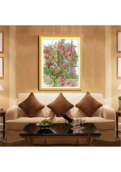 Nakış Kiti 14CT Kuşların Aile Deseni Çapraz Dikiş 35 x 45CM ve Deniz Çapraz Dikiş Dışında Pencere 33 x 40CM (Yurt Dışından) fiyatları