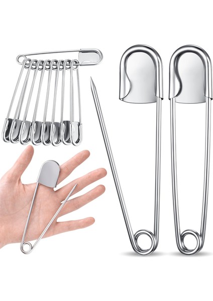 20 Adet 5 Inç Jumbo Paslanmaz Çelik Güvenlik Pimleri Büyük Ağır Dereceli Döşeme Dikiş Yoksusu Için Büyük Güçlü Çamaşır Pimleri (Yurt Dışından)