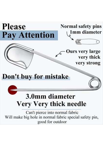 20 Adet 5 Inç Jumbo Paslanmaz Çelik Güvenlik Pimleri Büyük Ağır Dereceli Döşeme Dikiş Yoksusu Için Büyük Güçlü Çamaşır Pimleri (Yurt Dışından) modelleri