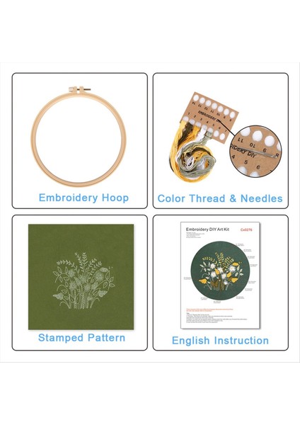 4 Set Yeni Başlayanlar Için El Nakış Kiti Yetişkinler Nakış Kiti Çiçek Çember Renk Iplikleri Aletler Içerir (Yurt Dışından) indirimleri