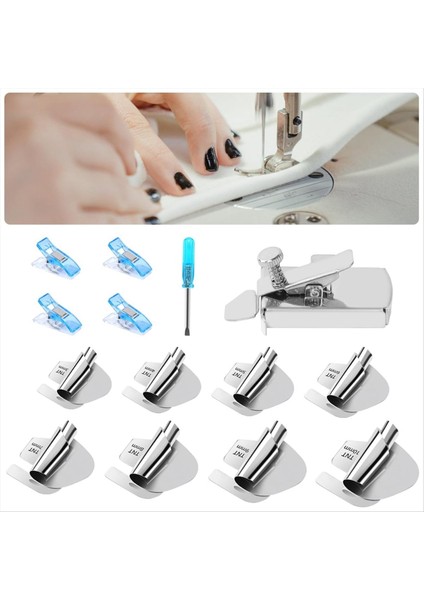 Dikiş Haddelenmiş Hemmer Ayak Seti 3-10MM 8 Boyutlar Dikiş Dikiş Kılavuzu Dikiş Klipleri Tornavida (Yurt Dışından) fiyatları