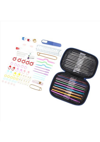 100PCS Iplik Örgü Iğne Dikiş Araçları ile Tığ Işlemci Kanca Seti Örgü Dikiş Diya El Sanat Araçları Kiti (Mavi) (Yurt Dışından) fırsatları