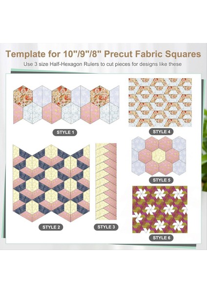 3 Pcs Yarı Hexagon Yakın Tablosu Akrik Yayrık Tablosu Cetren 8 9 10 Inç Yorgan Cetvelleri Kapitone ve Dikiş Için (Yurt Dışından) fiyatları