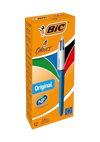 4 Colours Medium Tükenmez, 12'li Kutu, 1.0mm Uç, Tek Mavi, Kırmızı, Yeşil ve Siyah Renkler modelleri