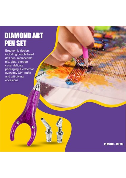 Ergonomik Elmas Sanat Boya Kalemi 3 Metal Uçlu Elmas Sanat Aksesuarları Yetişkinler Için 5d Elmas Matkap Kalem Kiti Mor (Yurt Dışından) fırsatları