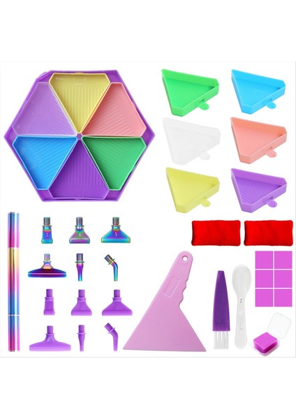 6 Izgara Paleti Elmas Boyama Tepsisi Kitleri Altıgen Büyük Kapasiteli Matkap Plakası Elmas Boyama Kalemi Sanat Çapraz Dikiş A (Yurt Dışından)