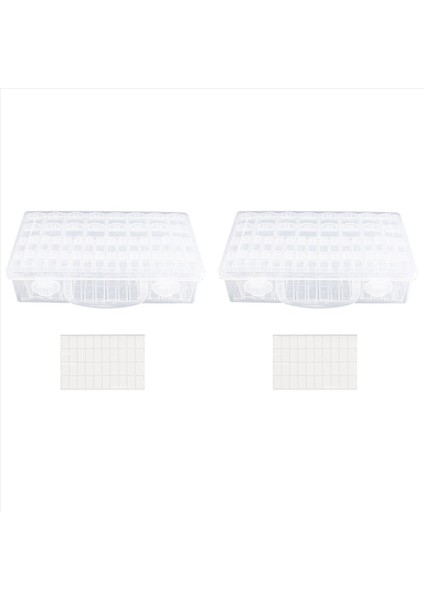 2x 48 Bölme Saklama Kutusu Temiz Tohum Boncuk Organizatör Küçük Çıkarılabilir Kap Kapaklı (Yurt Dışından)