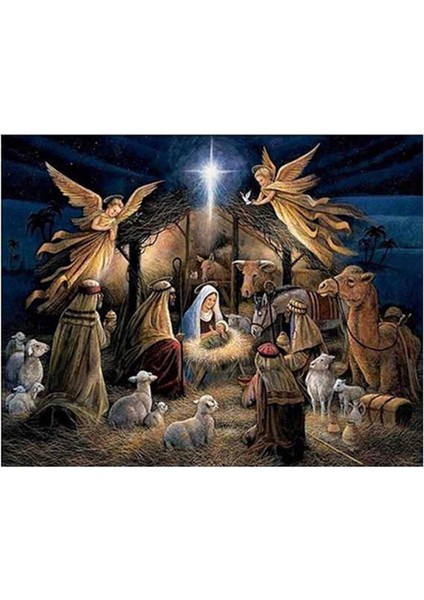 Dıy Nakış Meleği Melek Isa Hıristiyan Boyama Çapraz Dikiş Tam Yuvarlak Noel Süslemeleri Ev Için (Yurt Dışından)