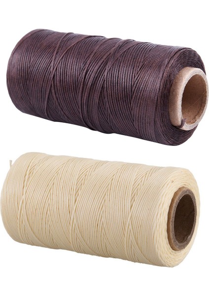 2 Pcs 260M 150D 1mm Deri Dikiş Mumlu Balmumu Iplik El Iğne Kablo Zanaat Diy Krem Renk ve Koyu Kahverengi (Yurt Dışından) modelleri
