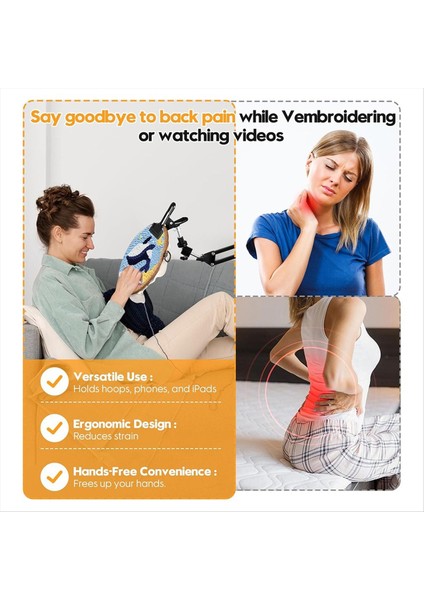 Siyah Ayarlanabilir Nakış Çember Standı 3 Arada Çember/tablet/telefon Tutucu Zemin Standı Nakış Standı 360 ° Dönebilir (Yurt Dışından) fırsatları