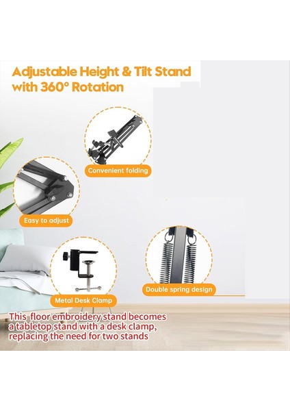Siyah Ayarlanabilir Nakış Çember Standı 3 Arada Çember/tablet/telefon Tutucu Zemin Standı Nakış Standı 360 ° Dönebilir (Yurt Dışından) indirimleri