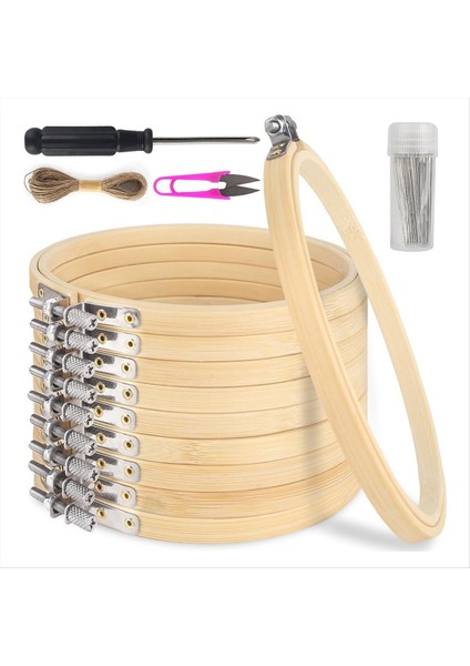 10 Adet Nakış Çemberleri 6 Inç Ayarlanabilir Bambu Daire Çember Halkası Ev Süsleri Zanaat Için Toplu (Yurt Dışından)