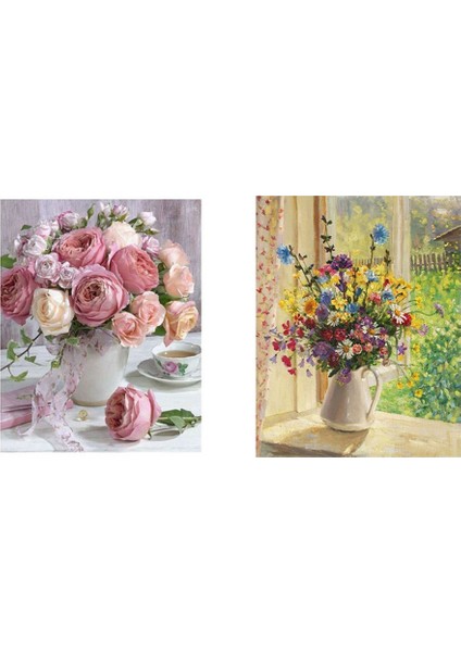 2 Set Dıy Yuvarlak Matkap Elmas Boyama Çapraz Dikiş Mozaikleri Tam% 100 Kapak Nakış &quot Kahve ve Gül&quot ve Yaz Çiçeği (Yurt Dışından)