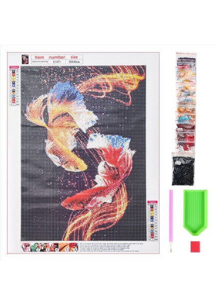 Elmas Boyama Tam Daire Elmas Kiti Rhinestone Resim Sanat Zanaat Ev Kapı Dekorasyonu (Koi) (Yurt Dışından) modelleri