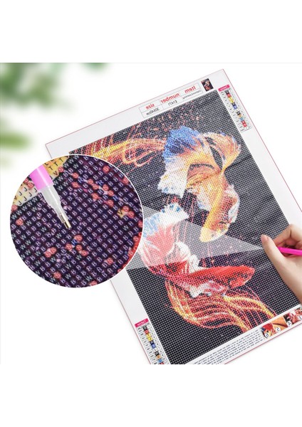 Elmas Boyama Tam Daire Elmas Kiti Rhinestone Resim Sanat Zanaat Ev Kapı Dekorasyonu (Koi) (Yurt Dışından) fırsatları