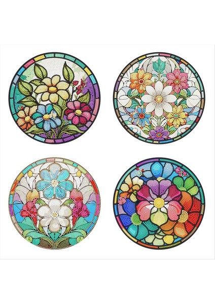 4pcs Dıy Elmas Sanat Boya Placemat Yuvarlak Kaymaz Akrilik Masa Paspasları Masa Dekor B Için (Yurt Dışından)