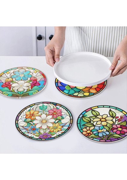 4pcs Dıy Elmas Sanat Boya Placemat Yuvarlak Kaymaz Akrilik Masa Paspasları Masa Dekor B Için (Yurt Dışından) fırsatları