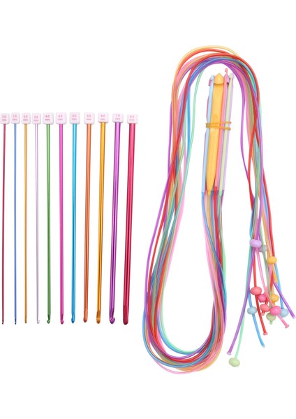 23 Pcs Tunisian Tığ Işi Kanca Seti Plastik Kablo Afgan Tığ Hook ve Tunus Afgan Alüminyum Örgü Iğneleri (Yurt Dışından)