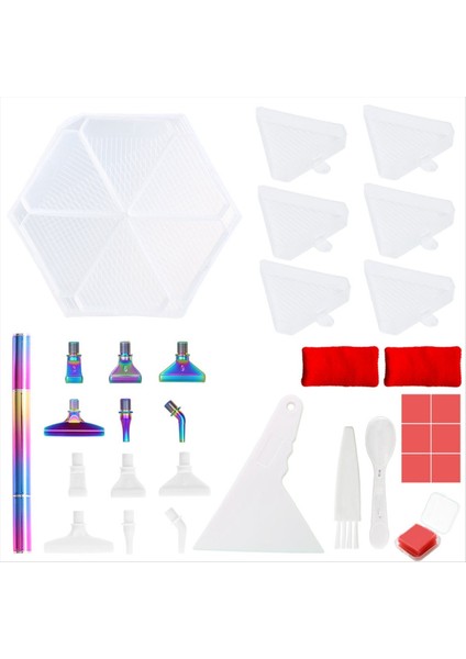 6 Izgara Paleti Boyama Tepsi Kitleri Altıgen Büyük Kapasiteli Matkap Plakası Elmas Boyama Kalemi Sanat Çapraz Dikiş G (Yurt Dışından)