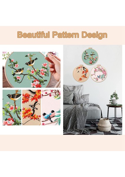 3 Pack Nakış Başlangıç Kiti Yeni Başlayanlar Için Yetişkinler Için Çapraz Dikiş Kitleri Kuşlar Desenli 3 Nakış Bezi Içerir (Yurt Dışından) fırsatları