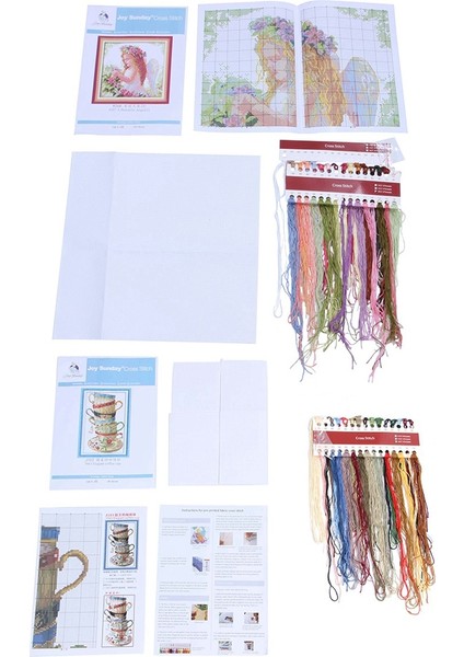 2 Set Dıy El Yapımı Iğne Işi Çapraz Dikiş Set Nakış Kiti 14CT Çapraz Dikişli Ev Dekorasyonu 35X35CM ve 28X42CM (Yurt Dışından)