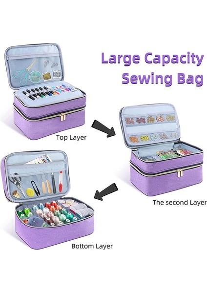 Dikiş Malzemeleri Organizatör Çantası Çift Katmanlı Dikiş Kutusu Organizatör Aksesuarları Depolama Çantası B (Yurt Dışından) indirimleri