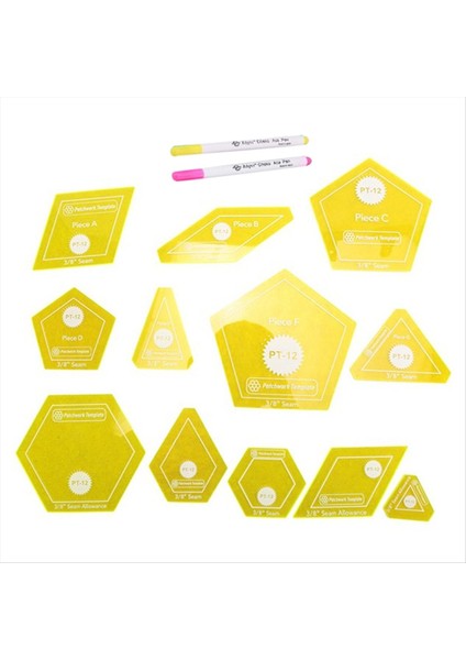 14 Patchwork/ingilizce Kağıt Ekleme Yorgan Şablonu Seti El Dikiş Şablonu Elmas Üçgen Patchwork Aracı (Yurt Dışından)