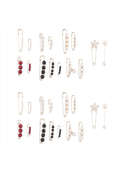 30 Adet Kazak Klipsleri Ağır Hizmet Emniyet Pimleri Beyaz Inci Broş Pim Elbise Klips Şapka Şal Pim Rinestone Emaye Pimleri (Yurt Dışından)