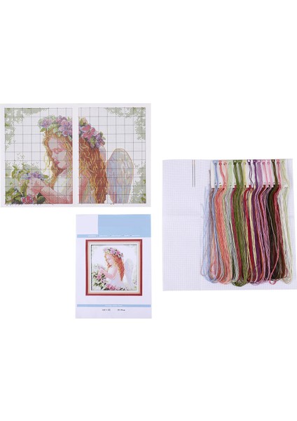 El Sanatları Çiçek Melek Çapraz Dikiş Kiti 14CT 35*35CM (Yurt Dışından)